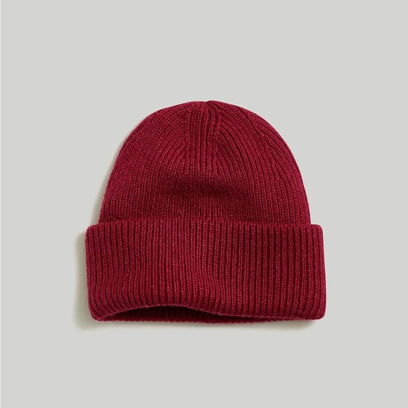 BRAND NEW Madewell Red Wool-Blend Knit Beanie - Picture 1 of 3